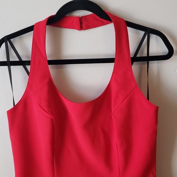 NWT Retro RED Contempo Casuals Halter Mini Dress 90s vintage - Picture 2 of 8